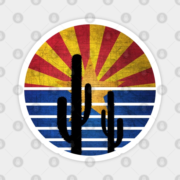 Retro cactus Arizona Flag Magnet by Geoji 