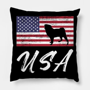 American Pug USA Flag Design for Pug Lovers Pillow