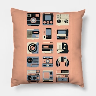 80s music gadgets collage Pillow