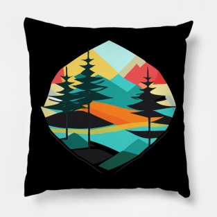 watercolor techniques to create a dreamy and ethereal painting of a forest landscape, perfect for a nature-inspired t-shirt design. Pillow