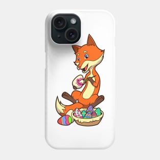 Cute fox painting easter eggs on easter day Phone Case