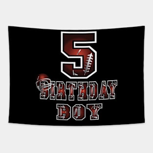 5th Birthday Boy 5 Years Old Football Lover Theme Party graphic Tapestry