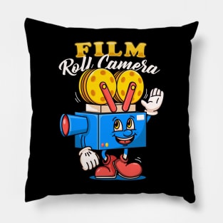 Film Roll Camera, cute character mascot film roll camera Pillow