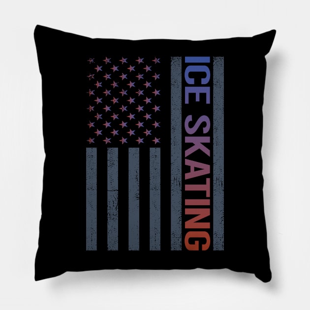 American Flag Ice Skating Skate Skater Pillow by tyeshawalthous