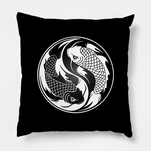 White and Black Yin Yang Koi Fish Pillow by jeffbartels