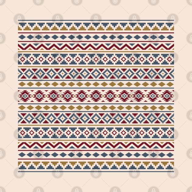 Aztec Essence Pattern II Blue Red Gld Crm by NataliePaskell