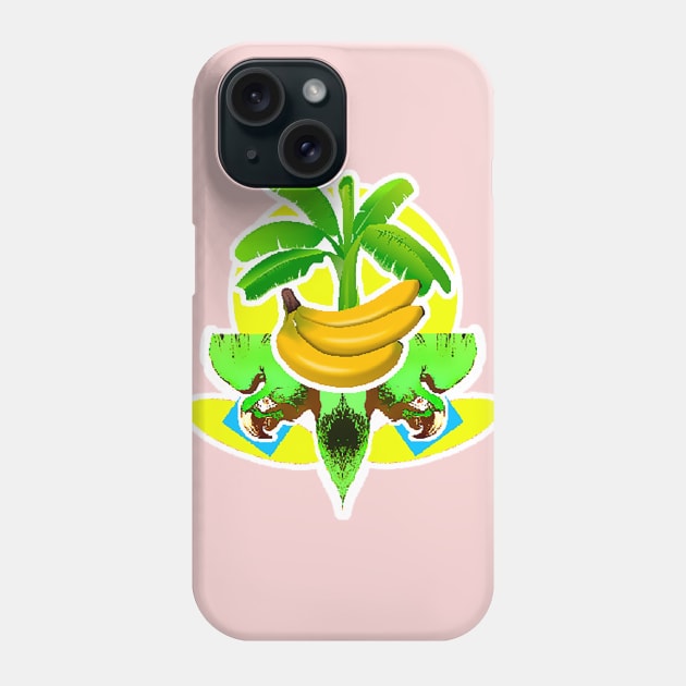 Banana Tree with Bananas and Tropical Parrot Phone Case by Marccelus