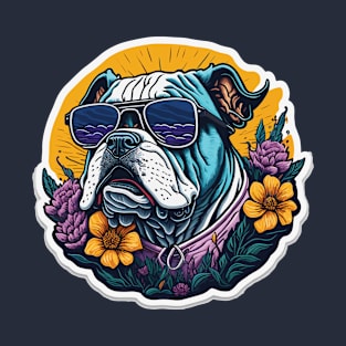 Cool Canine Shades: Sunglass Bulldog-Themed T-Shirt