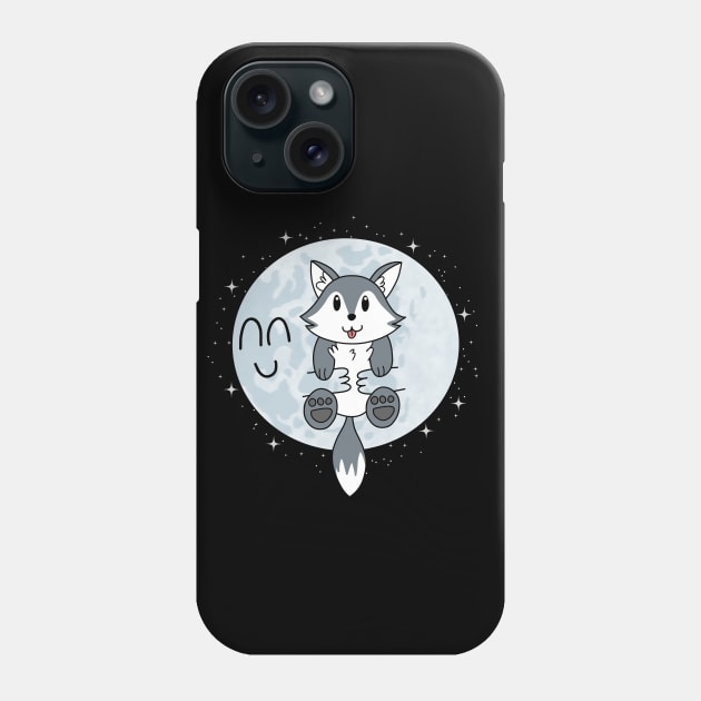 Moon Hugs Cute Wolf Phone Case by pako-valor