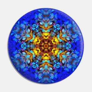 Digital Mandala Yellow and Blue Pin