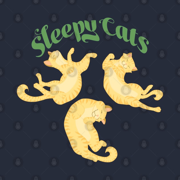 Sleepy Cats in Green by Brushes with Nature