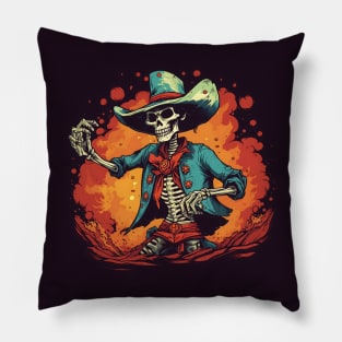 Skeleton Cowboy Pillow