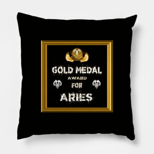 Aries Birthday Gift Gold Medal Award Winner Pillow