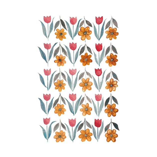 Tulips and Daisy pattern Other way by Kellykubellyboo