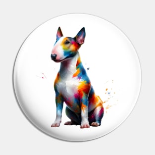 Colorful Miniature Bull Terrier in Artistic Splash Style Pin