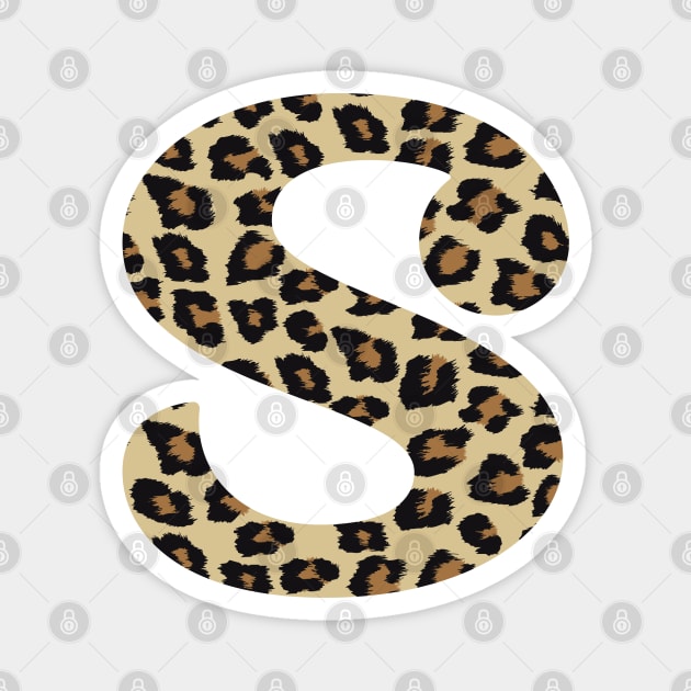 Letter S Leopard Cheetah Monogram Initial Magnet by squeakyricardo