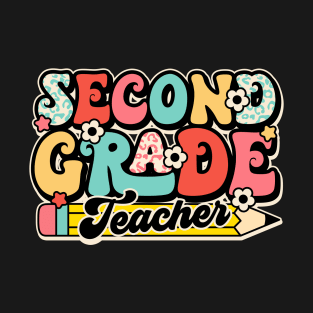 Retro Second Grade Teacher Flower Back To School For Boys Girl T-Shirt