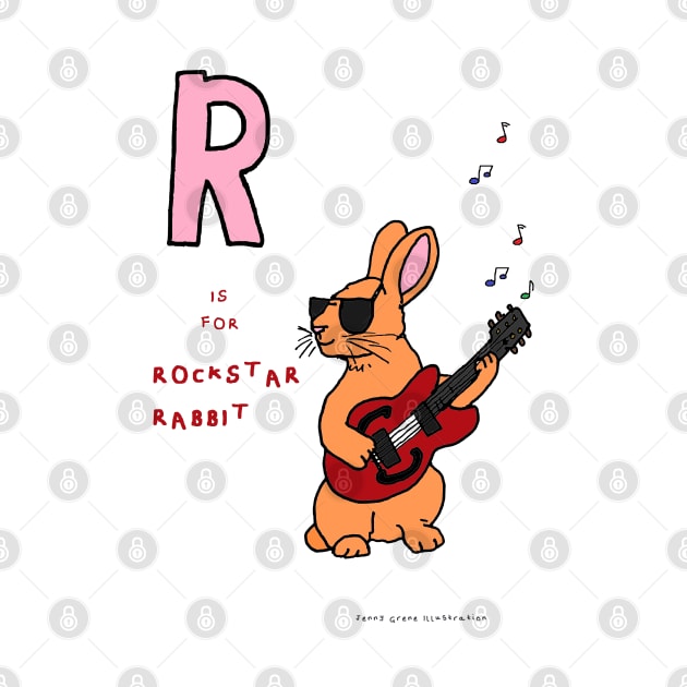 R is for Rockstar Rabbit by JennyGreneIllustration