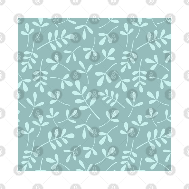 Assorted Leaf Silhouettes Lt on Mid Teal by NataliePaskell