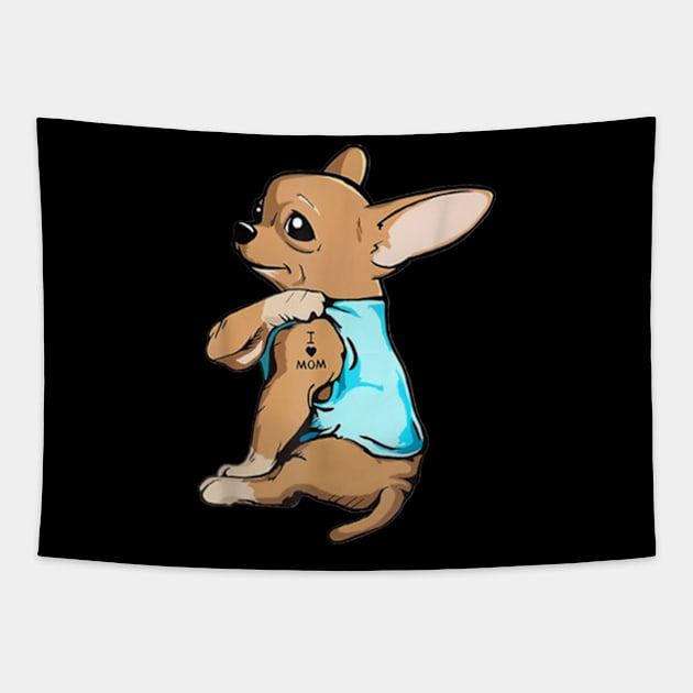 Chihuahua Tattoos I Love Mom Tapestry by jonetressie