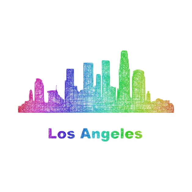 Rainbow Los Angeles skyline by DavidZydd