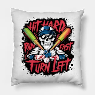 Skeleton hit hard run fast turn left. Baseball lovers Pillow