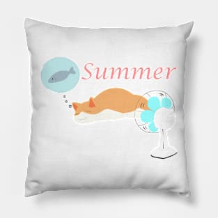 Cat taking a nap in summer Pillow