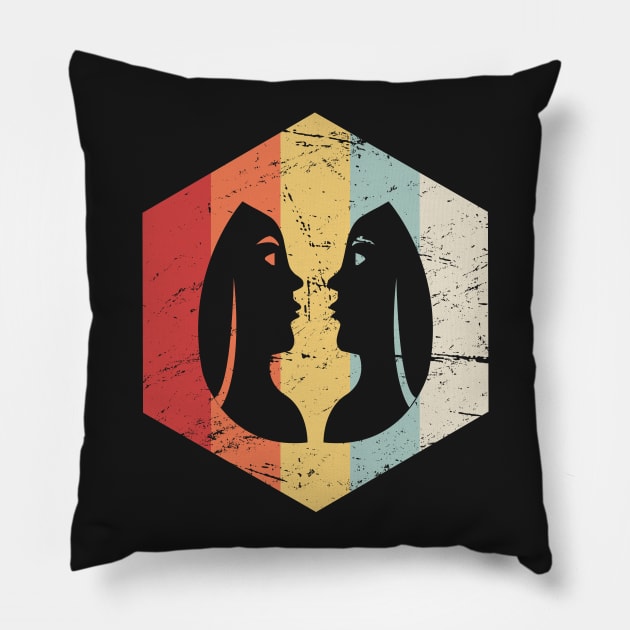 Gemini – Retro Astrology Zodiac Sign Pillow by MeatMan