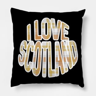 I LOVE SCOTLAND Festive Tartan Colour Typography Design Pillow