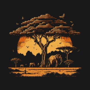 Serengeti National Park Pixel Art T-Shirt