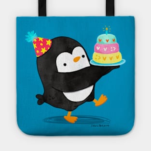 Birthday Penguin with a cake Tote