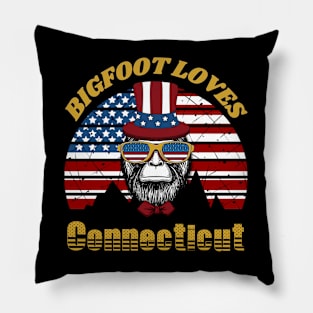 Bigfoot loves America and Connecticut Pillow