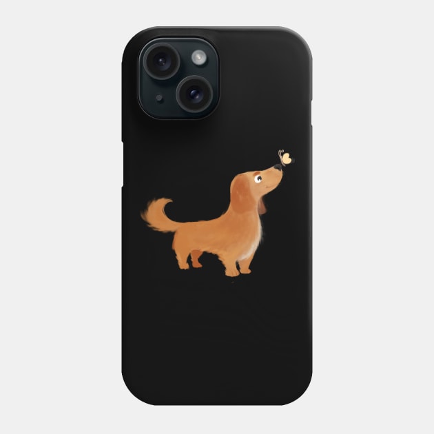 Dachshund and Butterfly Phone Case by Mumgle