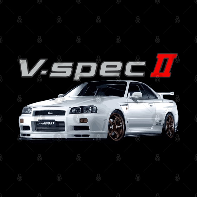 r34 GTR WHITE V SPEC II N1 bnr Godzilla by cowtown_cowboy