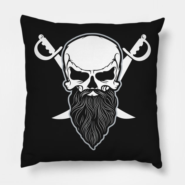 Bearded SKULL Pillow by LeftCoast Graphics