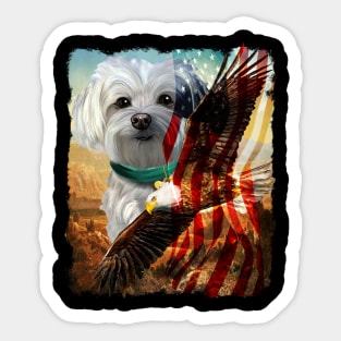 Maltese American Football Helmet USA Flag Game Day Dog Lover - Maltese  American Football Helmet Usa Fl - Sticker