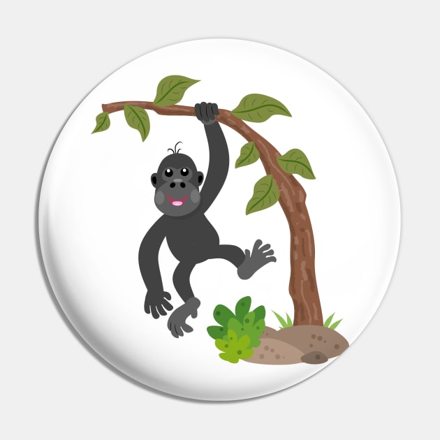 Cute happy baby gorilla cartoon illustration Pin by FrogFactory