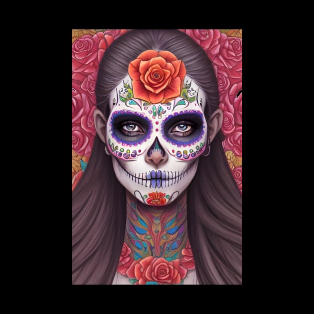 Sugar Skull Art - Featuring Woman in Skull Makeup by ImaginativeInkPOD