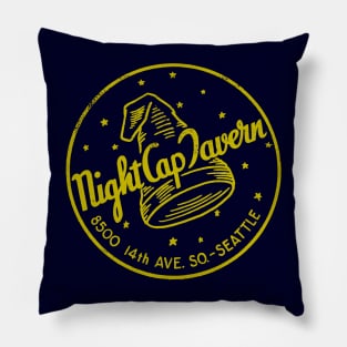 Retro Vintage Night Cap Tavern Seattle Pillow