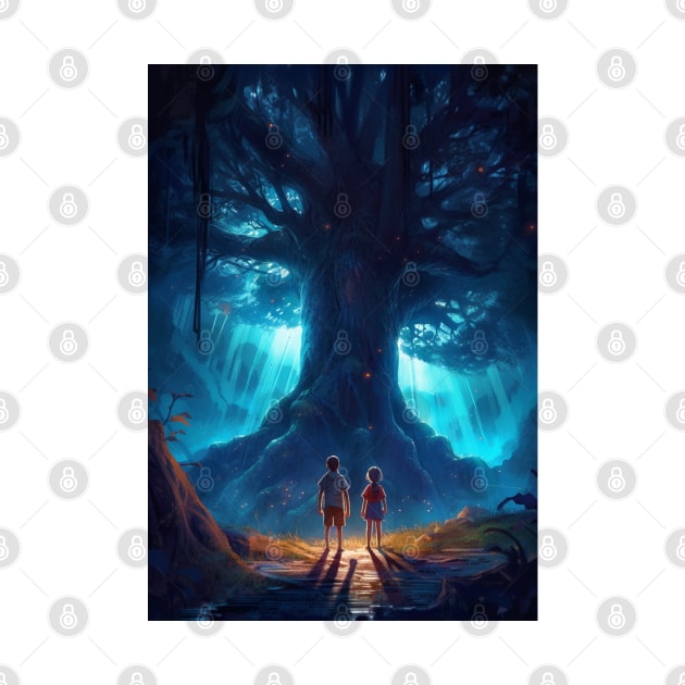 boy and girl standing under a beautiful fairy tale tree by WLBT