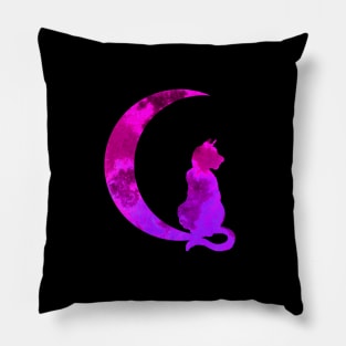 Purple Crescent Moon and Cat Pillow