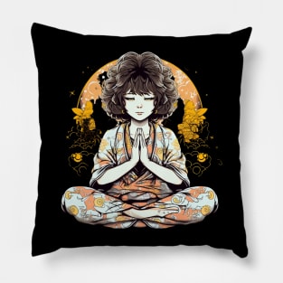 Kawaii Dreams - Cute Anime Girl Meditation Design Pillow