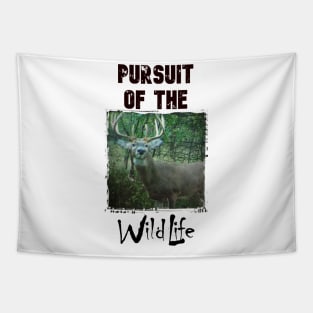 Pursuit of the WildLife Buck White Tapestry