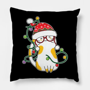 Kawaii Cat Christmas Lights Pillow