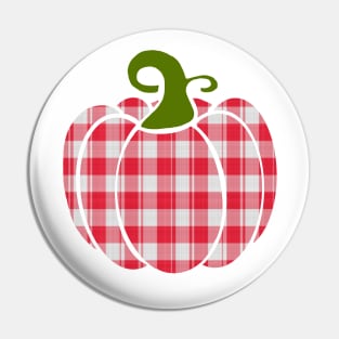 Farmhouse, Country, Red Gingham Pumpkin Pin