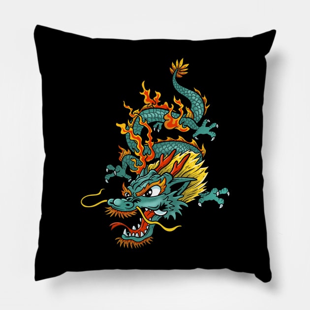 Legendary Power: Chinese, Asian, and Japanese Dragon Design Pillow by Holymayo Tee