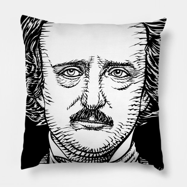 EDGAR ALLAN POE ink portrait Pillow by lautir