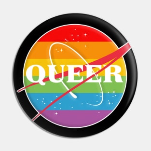 NASA/QUEER Rainbow  Logo Tribute/Parody Design Pin