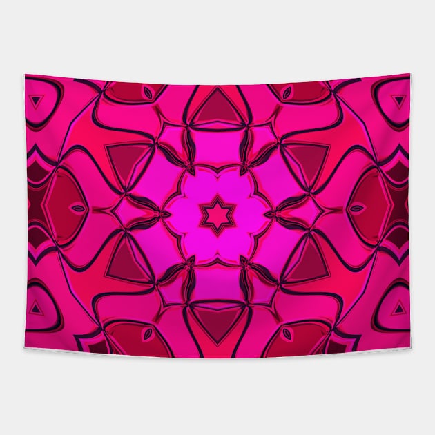 Cartoon Mandala Flower Pink Tapestry by WormholeOrbital