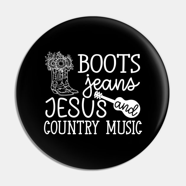 Boots Jeans Jesus and Country Music Guitar Cute Pin by GlimmerDesigns